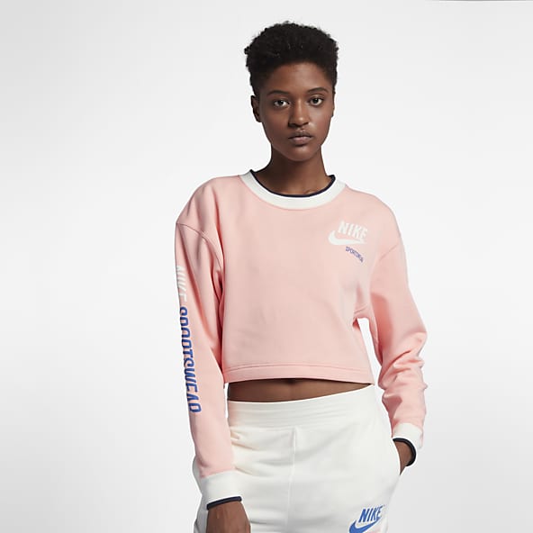 Nike pink crew neck sales